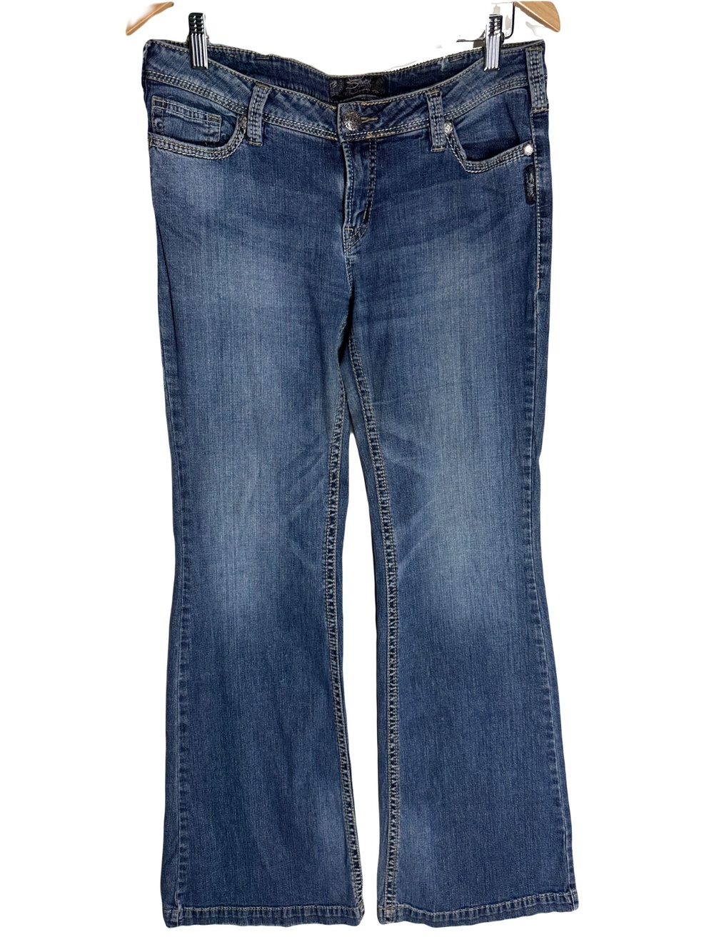 Silver Jeans Pica Womens Denim Jeans Size 32x32 Flared 5-Pocket Blue Denim